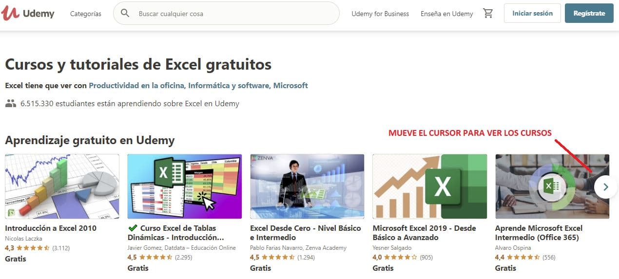 cursos udemy excel gratis