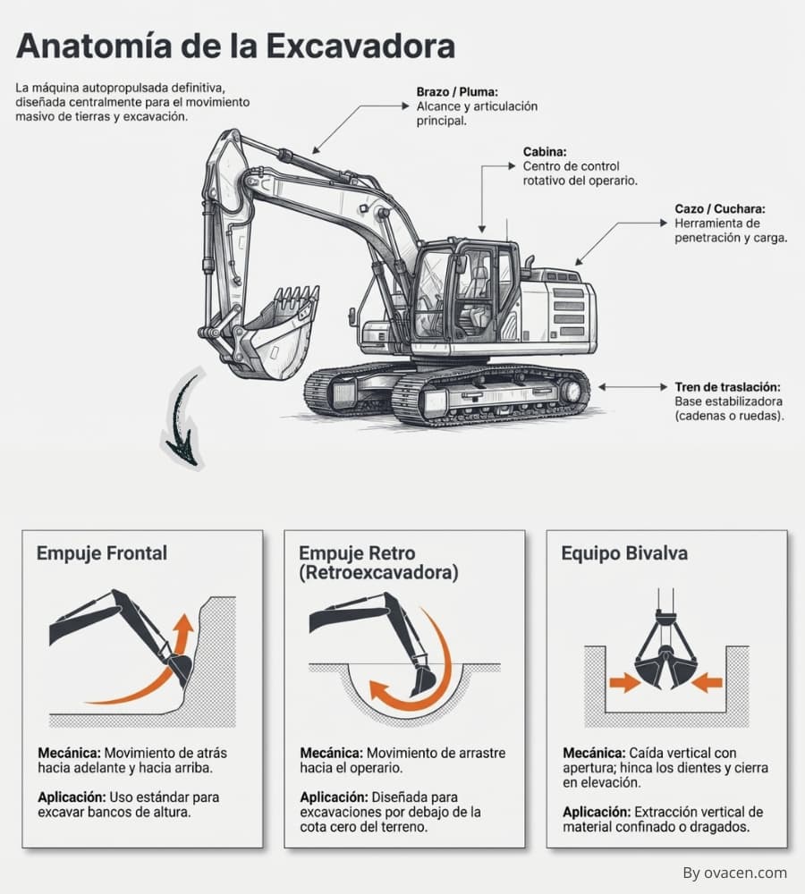 maquinaría para construcción excavadora