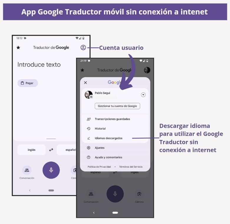 google translate sin conexión a internet