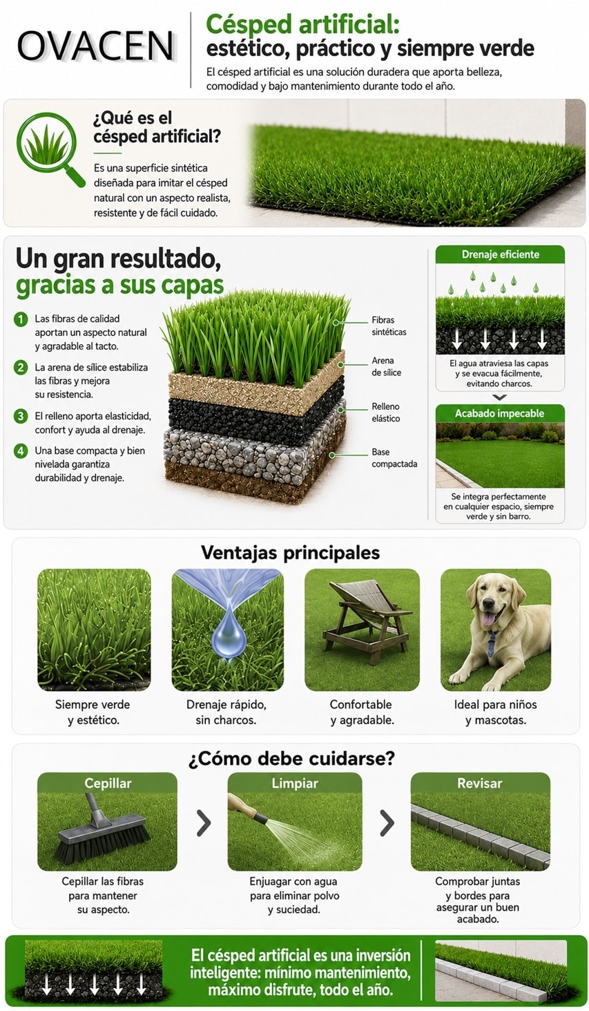 Qué es y características césped artificial
