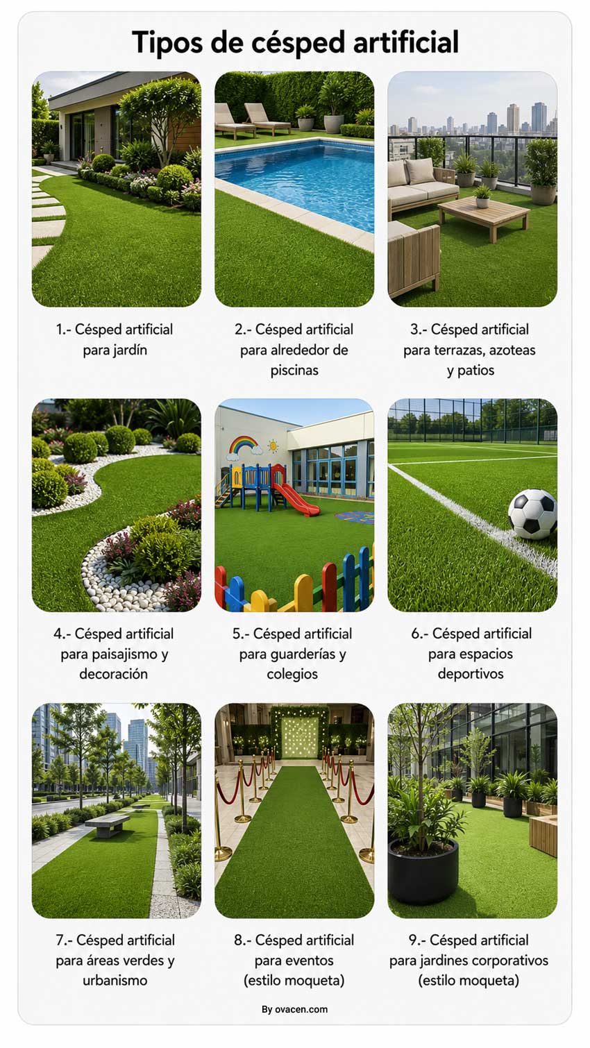 Tipos de cesped artificial