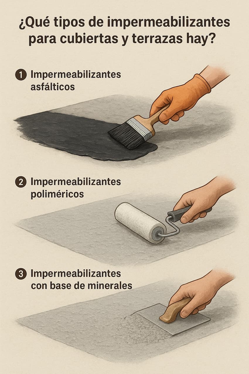 tipos de impermeabilizantes utilizados en para cubiertas y terrazas