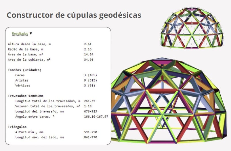 calculadora de piezas de cupulas geodésicas