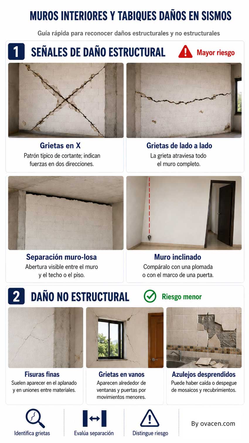 Daños en muros y tabiques por sismo