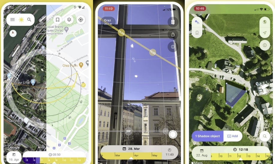 app para mapa de sombras y trayectoria solar