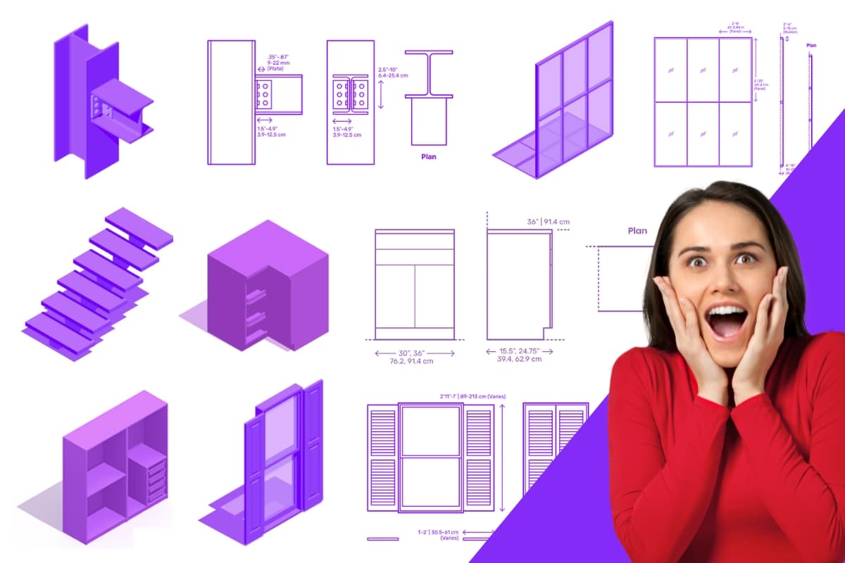 tool to view measurements, sizes and dimensions of furniture, kitchens, beds and all types of objects.