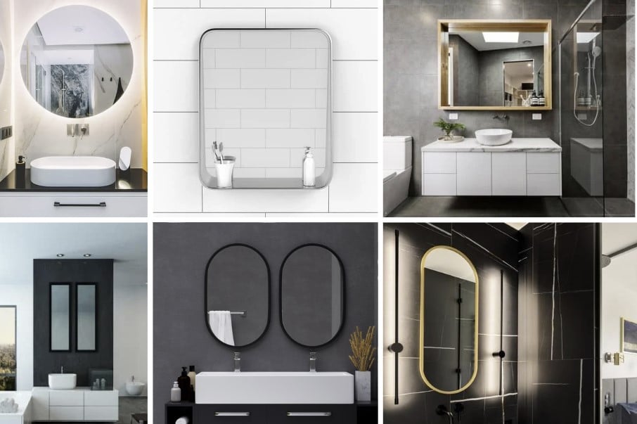 formas de los espejos para baños y aseos