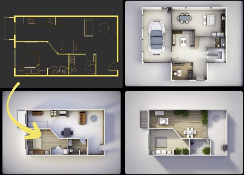 Al render architectural plan of a house