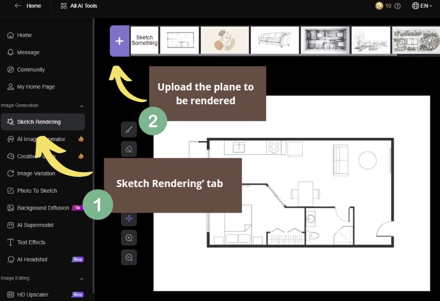 create rendered plan with AI