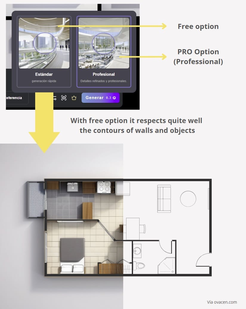 rendered house plan with AI