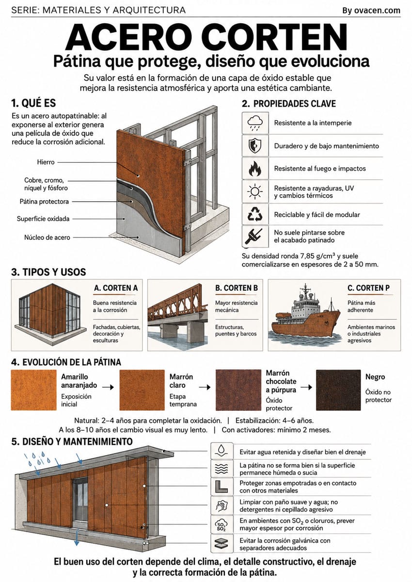 características acero corten en fachadas