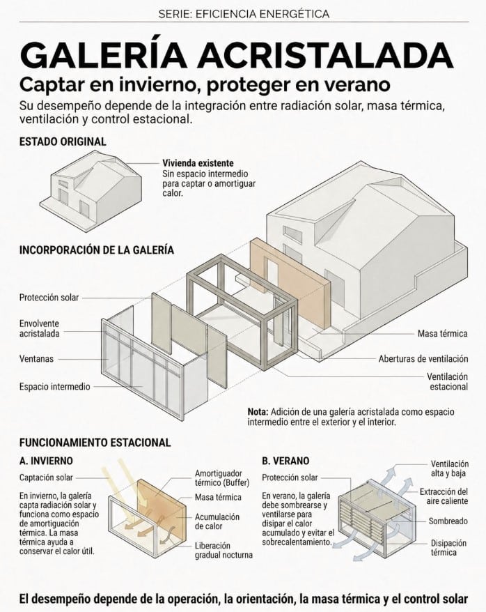 eficiencia energética en galerías acristaladas
