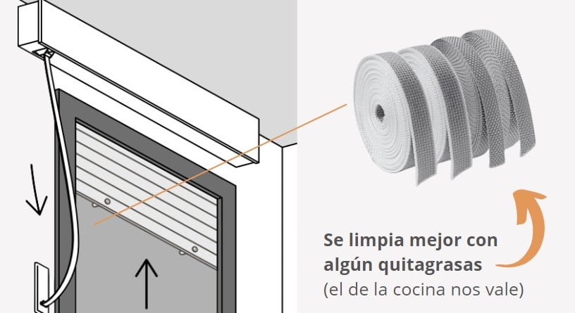 limpiar cinta de al persiana enrollable