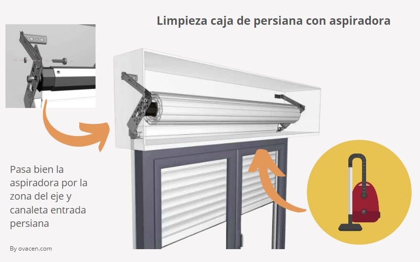 limpieza del cajón de la persiana exterior