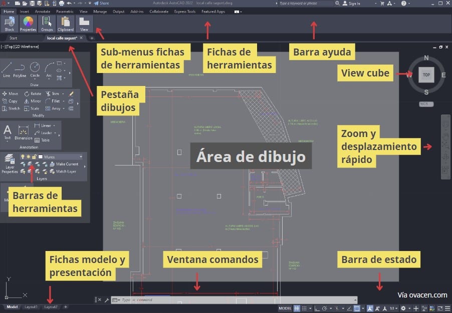 autocad web características pantalla