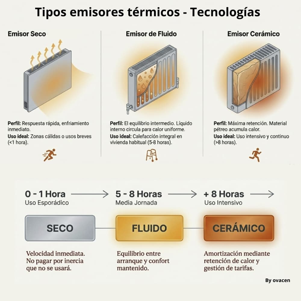tipos emisores térmicos según tecnologia