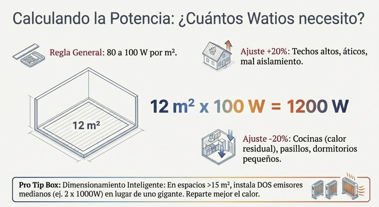 cálculo potencia emisores térmicos