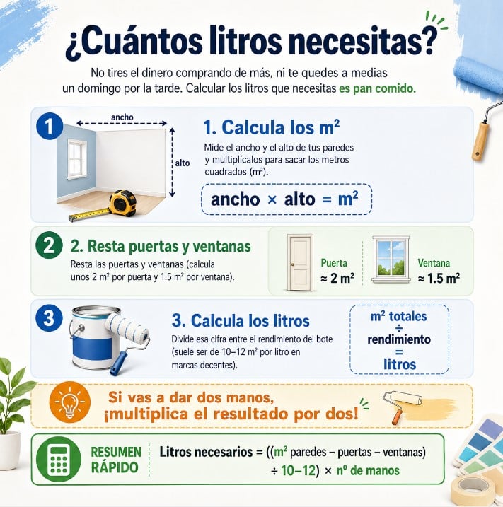 calcular pintura necesaria pintar paredes