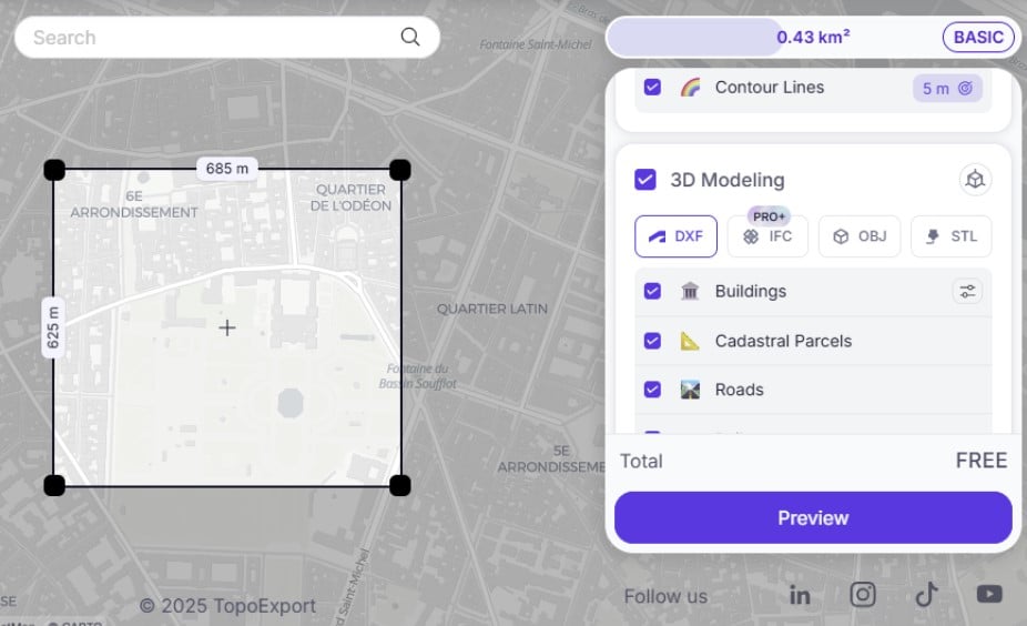 program download 2d and 3d topography cities