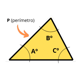 calcular area triangulo tres angulos y perimetro