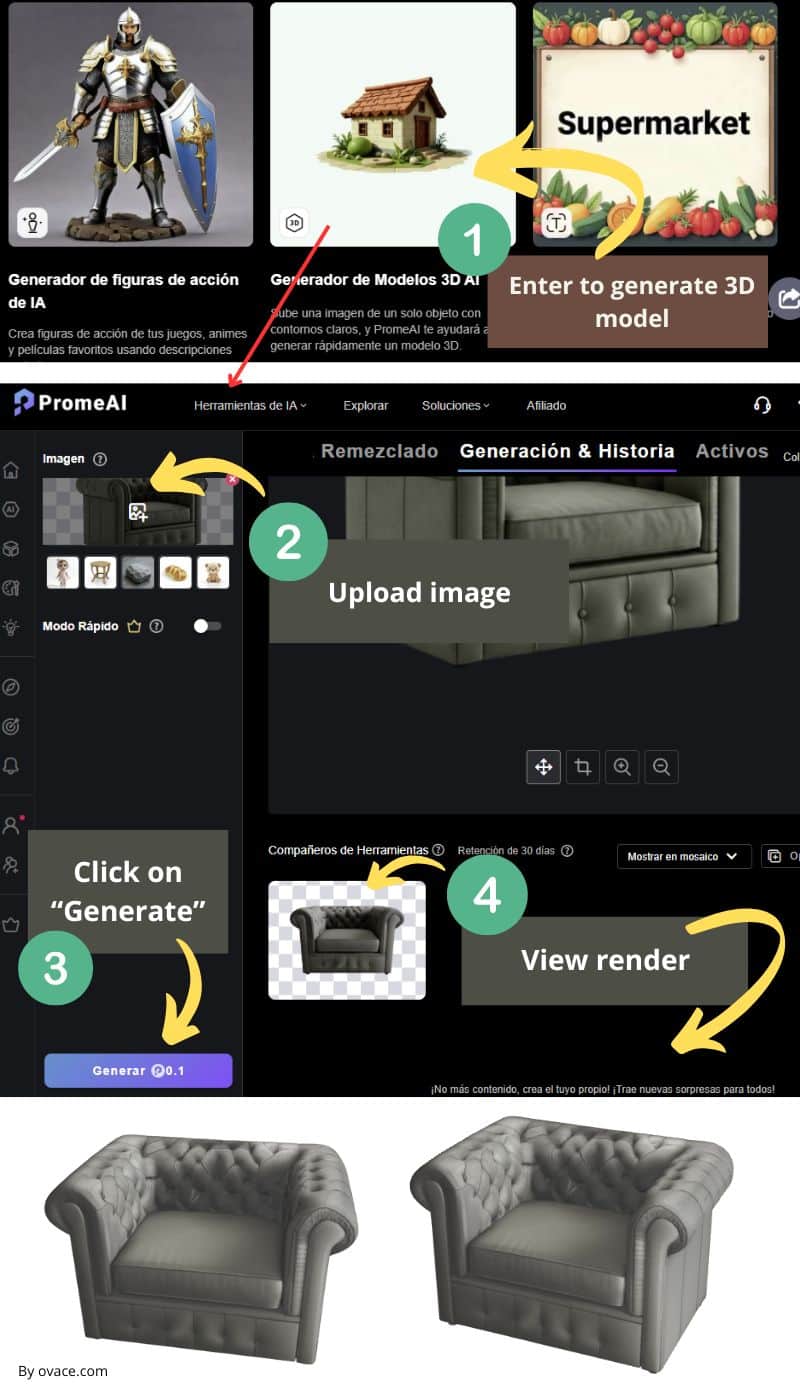 convert a 2D image into 3d furniture