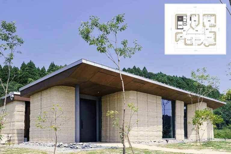 House printed with 3D technology using earth