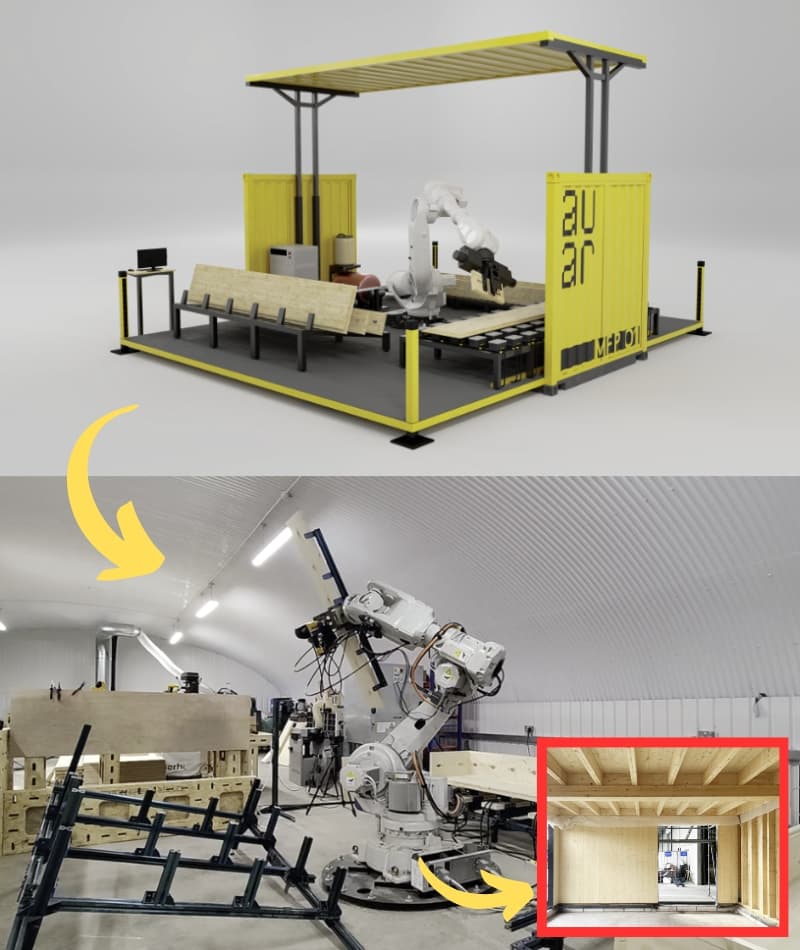 fabricación de estructuras para casas de madera con robots