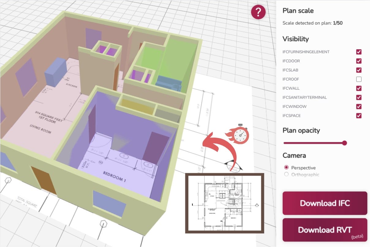 Conversión plano pdf a modelo BIM