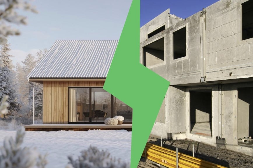 comparativa casa tradicional con las viviendas de madera