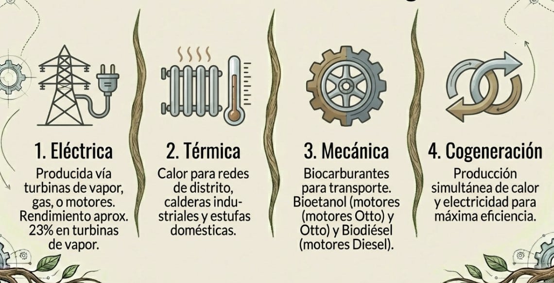 Que tipo de energía obtenemos de la biomasa
