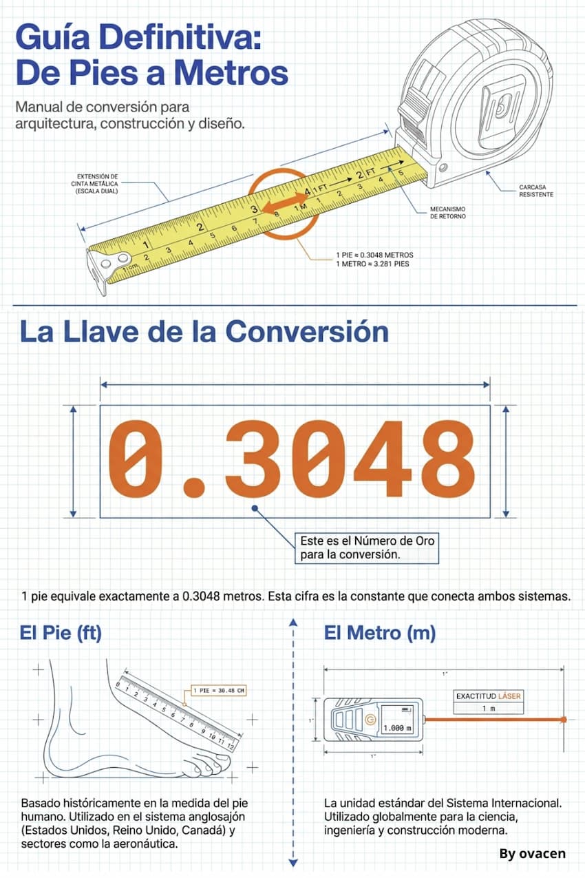 convertidor de pies a metros