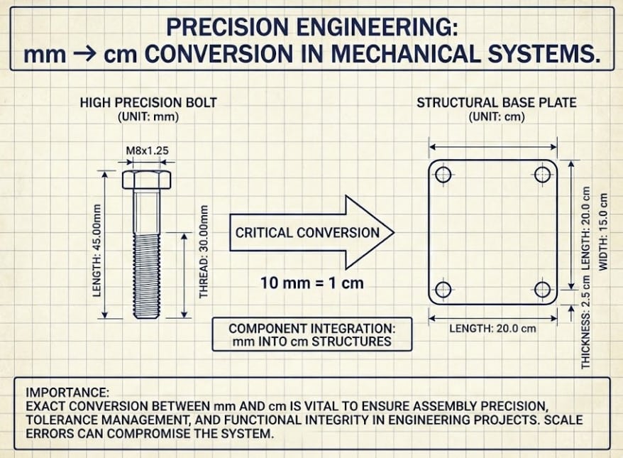 Engineering example converting mm to cm