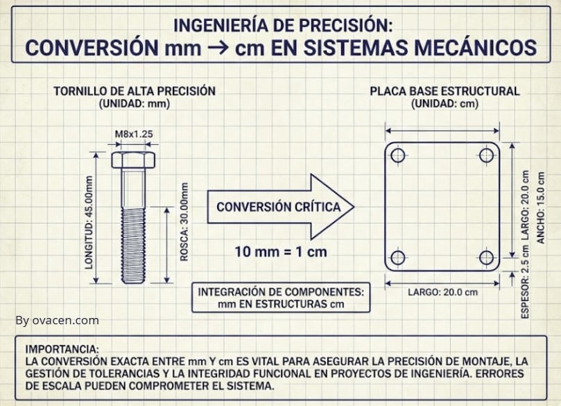 Ejemplo ingeniería conversión de mm a cm