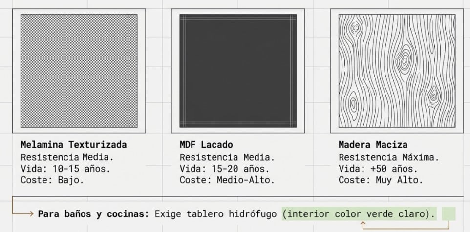 Materiales comunes utilizados en muebles