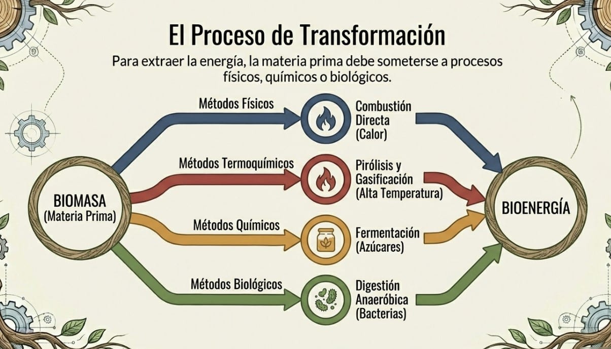 proceso de transformación de biomasa a energía