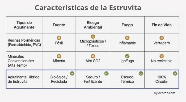 características de la estruvita como material