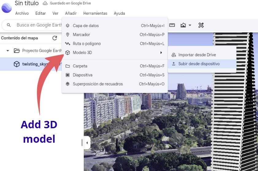 create a 3D model view inside google earth