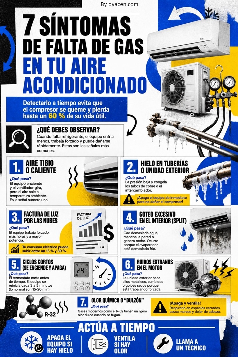cómo identificar la falta de gas en aire acondicionado